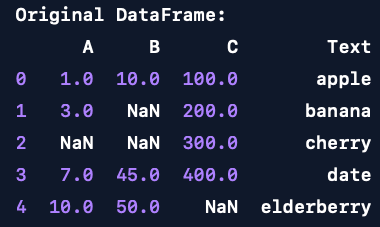 Using interpolation to replace values in a dataframe.