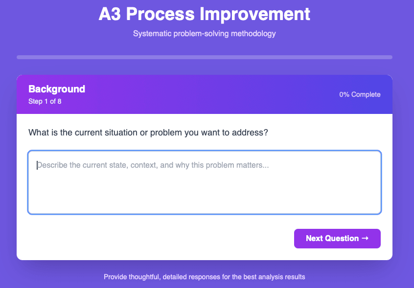 Building an A3 Process Improvement App with Claude